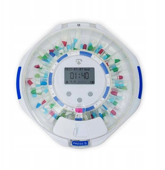 Picture of Dyspenser na tabletki Nedis SmartLife 28 przegródek, 9 przypomnie Biay