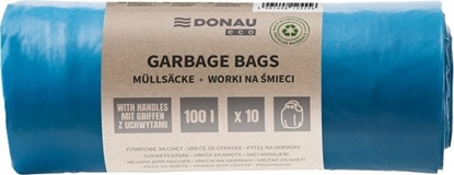 Picture of Donau Worki na mieci DONAU ECO, z uchwytami Knoties, 100l, 10 szt., niebieskie