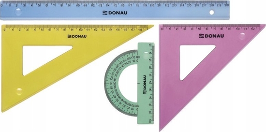 Picture of Donau Zestaw geometryczny DONAU, duy, z linijk 30cm, zawieszka, mix kolorów