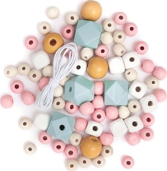 Picture of DP Craft Drewniane koraliki kolorowe DPRCAFT Pastel 80szt. Dalprint