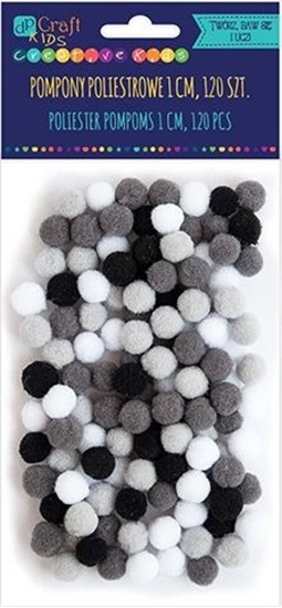 Picture of DP Craft Pompony poliestrowe DPCRRAFT 1cm mix biao-czarny 120szt. Dalprint
