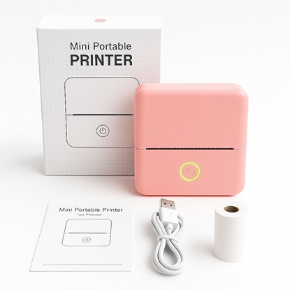 Picture of Drukarka Termiczna Bluetooth Do Zdj Naklejek Notatek Etykiet Aplikacja Ai / X6 / Róowy