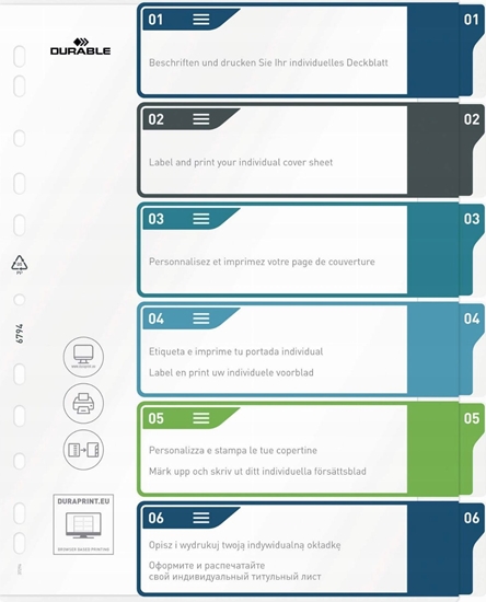 Picture of Durable Durable 679427 zakadka do kart Pusta zakadka Polipropylen (PP) Wielobarwny