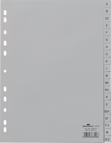 Picture of Durable DURABLE A-Z Register A4 20tlg. aus PP volldeck. grau