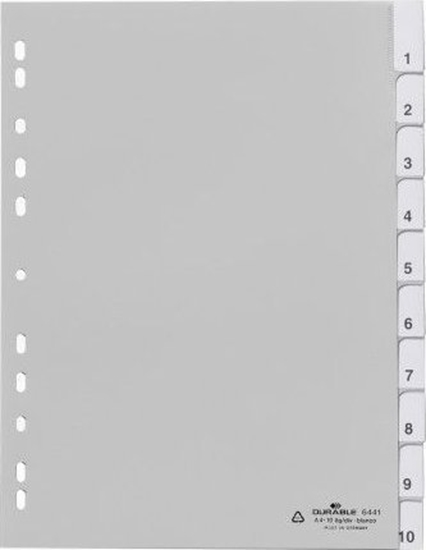 Picture of Durable DURABLE Blanko-Register PP blanko Taben 10-teilig grau