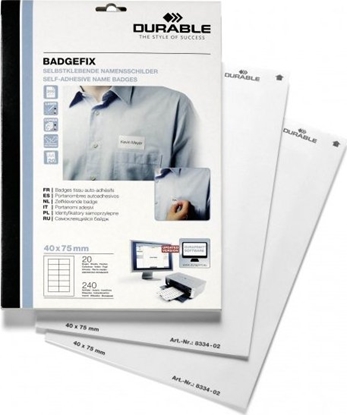 Picture of Durable DURABLE Namensschilder Selbstkl. BADGEFIX 40x75mm 240Schilde