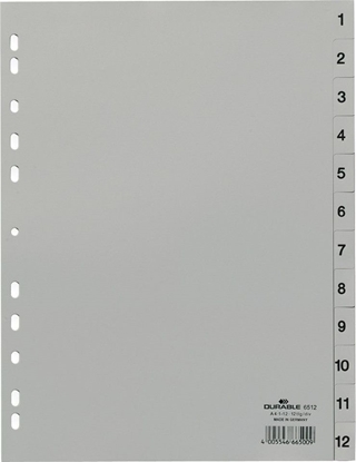 Attēls no Durable Przekadki do segregatora szare A4 1-12 pp