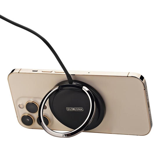 Picture of Duzzona W1 15W MagSafe Bezvadu Tālruņu Lādētājs ar Saliekamo Statīvu USB-C 1.2 m Melns