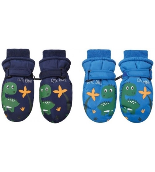 Picture of Dūraiņi ūdensizturīgi slēpošanas zēniem Dino ar mākslīgās kažokādas oderi 12 cm dažādas RN-016-12