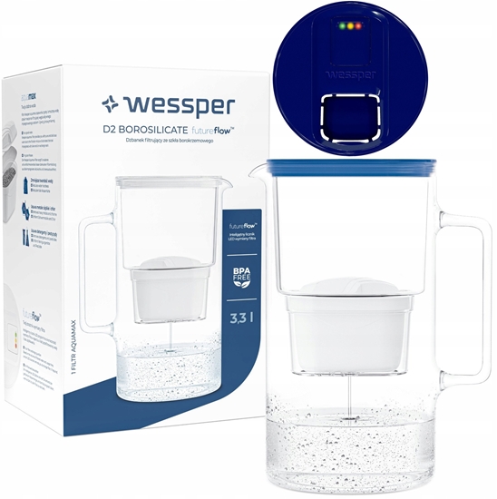 Изображение Dzbanek Wessper D2 Borosilicate FutureFlow Aquamax (WES201-FF-NB)