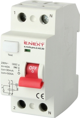 Attēls no E.NEXT WYCZNIK RÓNICOWOPRDOWY RCCB.PRO 2P 40A 30MA