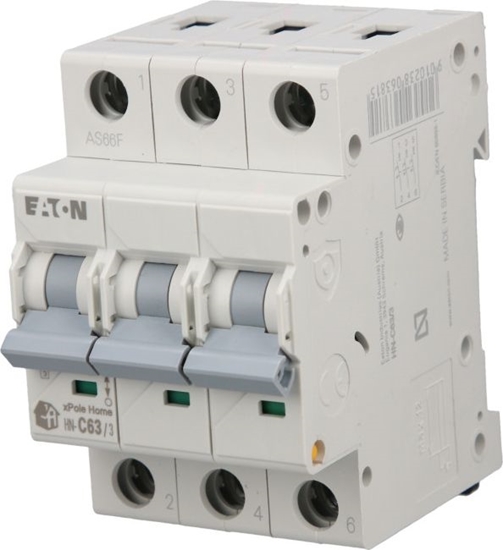 Изображение Eaton Wycznik nadprdowy 3P C 63A 6kA AC xPole Home HN-C63/3 194897