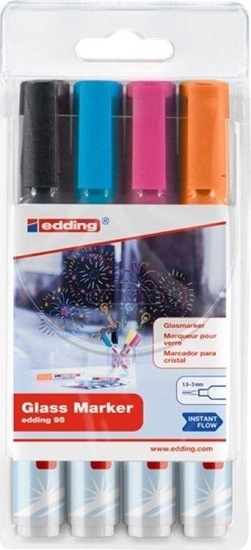 Picture of Edding Marker do powierzchni szklanych e-95 EDDING, 1,5-3 mm, czarny i 3 szt. mix kolorów