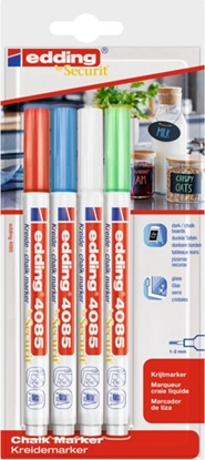 Picture of Edding Marker kredowy e-4085 EDDING, 1-2 mm, blister, 4 szt., mix kolorów