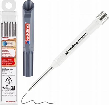 Attēls no Edding Oówek budowlany e-8880 EDDING, do gbokich otworów + 6 szt. wkadów e-8881, grafitowy