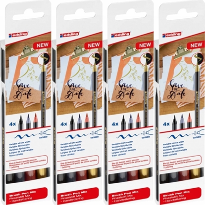 Attēls no Edding Pisak z kocówk pdzelkow e-1340 EDDING, 4 szt., mix kolorów metalicznych