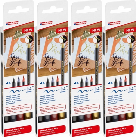 Picture of Edding Pisak z kocówk pdzelkow e-1340 EDDING, 4 szt., mix kolorów metalicznych