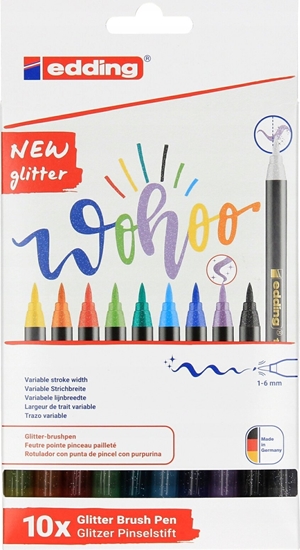 Picture of Edding Pisak z kocówk pdzelkowat e-1340 EDDING, 1-6mm, 10 szt., mix kolorów brokatowych