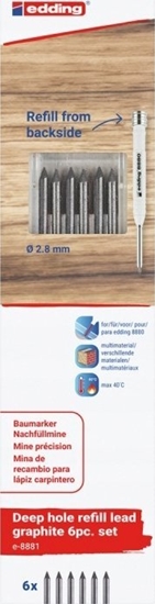 Picture of Edding Wymienne wkady e-8881 EDDING, do oówka e-8880, 6 szt., blister, grafitowe