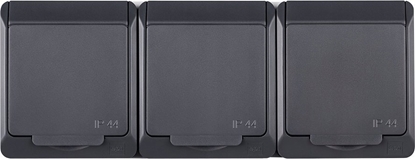 Изображение Elektro-Plast Hermes Gniazdo hermetyczne potrójne z/u Schuko antracyt 16A IP44 0326-07