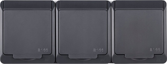 Изображение Elektro-Plast Hermes Gniazdo hermetyczne potrójne z/u Schuko antracyt 16A IP44 0326-07