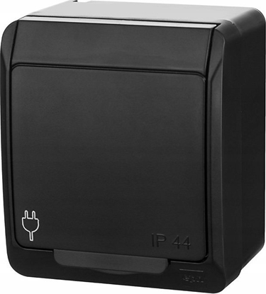 Picture of Elektro-Plast HERMES IP44 gniazdo natynkowe pojedyncze z uziemieniem 2P+Z schuko czarne 0324-09