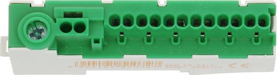 Изображение Elektro-Plast Listwa samozaciskowa PE 14-S (14+1 rubowy) do montau na szynie DIN35 80A zielony 0925-01