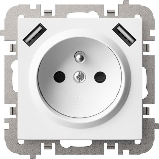 Picture of Elektro-Plast SANTRA gniazdo 2P+Z 2xUSB Zasilajce bez ramki podtynkowe biay 4188-10