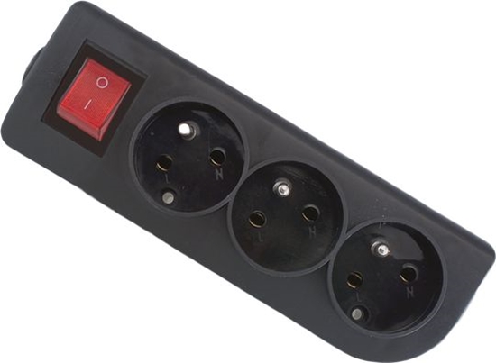 Picture of Elgotech Rozganik do przeduacza z wycznikiem 3-gniazda z/u czarny GN-30W-2