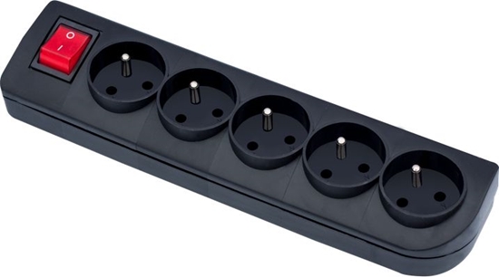 Picture of Elgotech Rozganik do przeduacza z wycznikiem 5-gniazd z/u czarny GN-50W-2