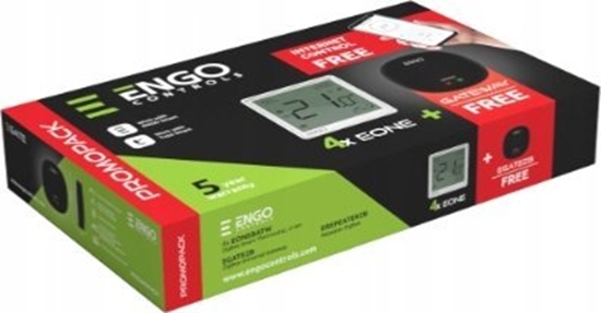 Picture of Engo Engo internetowy, podtynkowy regulator temperatury ZigBee, 230V, czarny 4 szt., bramka internetowa ZigBee EONE230BPROMOPACK+EGATEZB