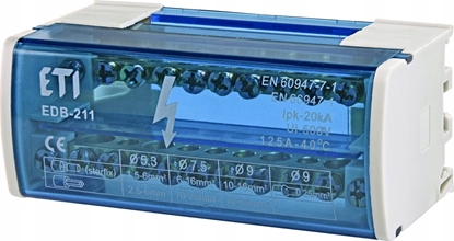 Attēls no Etipo Blok rozdzielczy 125A 2P 11-zaciskowy EDB-211 Etibox ETI Polam 001102301