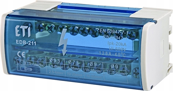 Picture of Etipo Blok rozdzielczy 125A 2P 11-zaciskowy EDB-211 Etibox ETI Polam 001102301