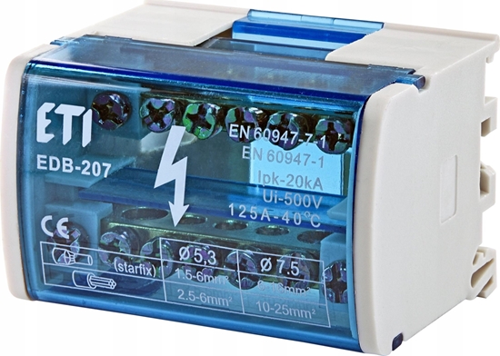 Picture of Etipo Blok rozdzielczy ETI Polam 001102416 192A (2x4-70mm2/2x4-50mm2+1x2,5-25mm2) niebieska EDBM-6/N