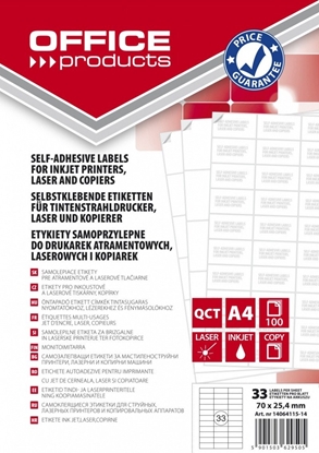 Picture of Etykiety OFFICE PRODUCTS, 70x25,4mm, biae, 100 ark.