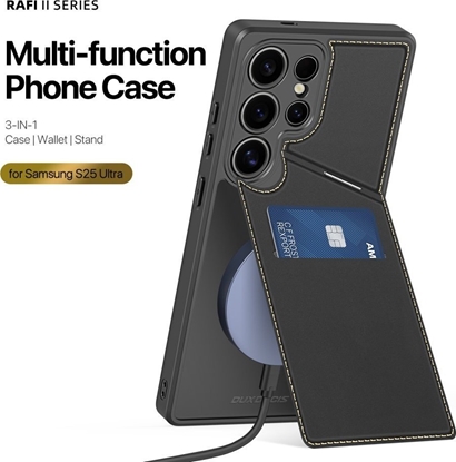 Attēls no Etui Dux Ducis Rafi II na Samsung Galaxy S25 Ultra z podstawk i portfelem - czarne