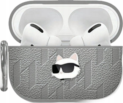 Attēls no Etui Karl Lagerfeld Monogram Choupette Head do Apple AirPods 4 srebrny