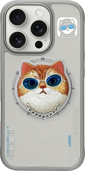 Изображение Etui Nimmy Glasses Cool Cat MagSafe do iPhone 16 Pro Max szary