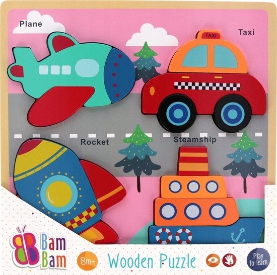 Изображение Euro Trade BAM BAM Ukadanka drewniana Pojazdy 541642