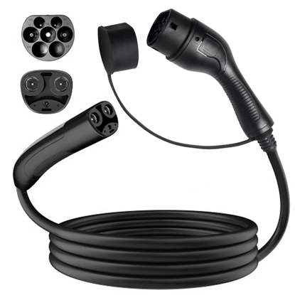 Attēls no EV Charge AUX1675T2 Premium EU CE Universālais Kabelis 11 KW 16A Tips 2 uz Tips 2 7.5M Melns