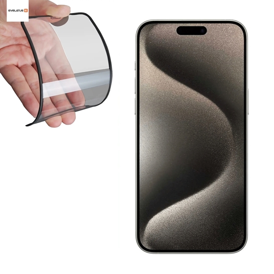 Picture of Evelatus Apple iPhone 16 Pro / 17 Rubber Anti-Broken 3D Glass Full Cover Japan Glue Anti-Static Black