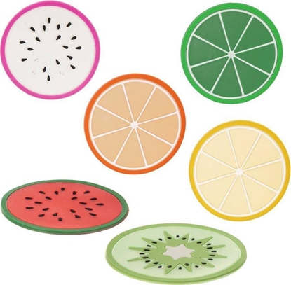 Изображение Excellent Houseware Podkadka podstawka pod kubek szklank zestaw podkadek owoce 6 sztuk 8,5 cm