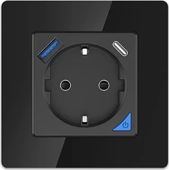 Picture of ExtraLink Extralink Smart Life Wall Socket Set Pro | Zestaw inteligentne gniazdko + ramka | Kolor Czarny, 230V, 1x USB A, 1x USB C, WiFi