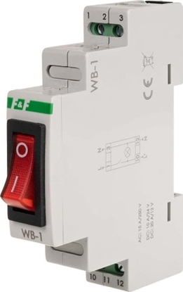 Attēls no F&F Przecznik dwupozycyjny F&F WB-1R 16A 1NO 230V AC z podwietleniem czerwonym na szyn DIN