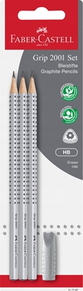 Attēls no Faber-Castell FABER-CASTELL Bleistift Grip 2001 HB 3x +Radierer BK