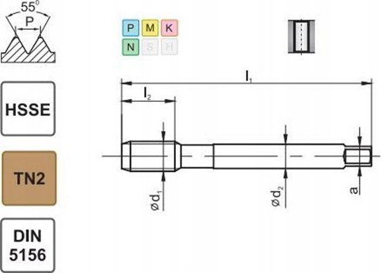 Изображение Fanar GWINTOWNIK G  1/8" DIN-5156B HSSE TIN 800X