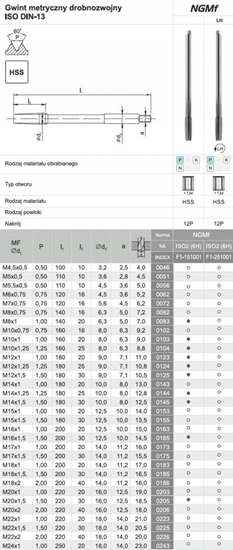 Изображение Fanar GWINTOWNIK M20x1,5 NGMF (6H) HSS - F1-151001-0205