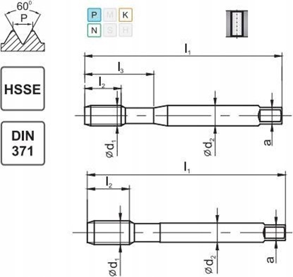Attēls no Fanar GWINTOWNIK UNC 3/8-16 DIN-371B (2B) HSSE 800