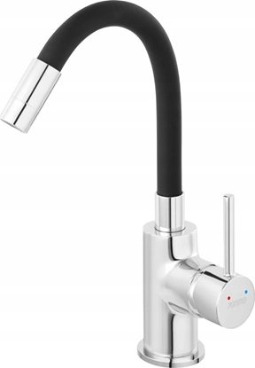 Attēls no Ferro FIESTA bateria umywalkowa, czarna elastyczna wylewka, chrom