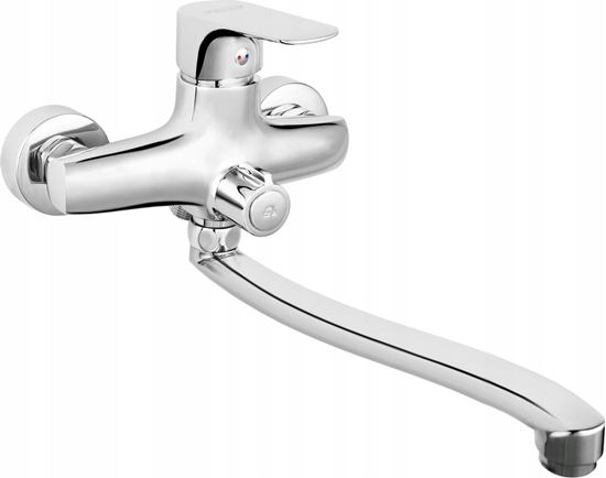 Picture of Ferro TIGA bateria umywalkowo-wannowa cienna z przyczem natrysku, chrom